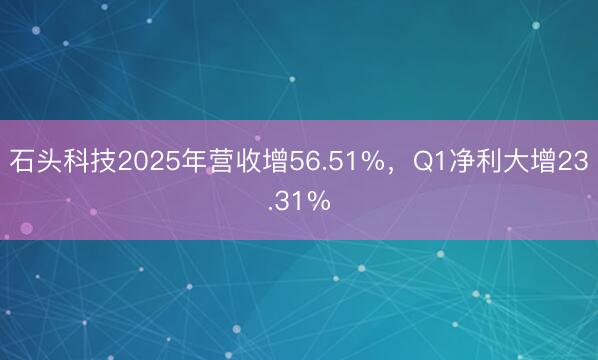 石头科技2025年营收增56.51%，Q1净利大增23.31%