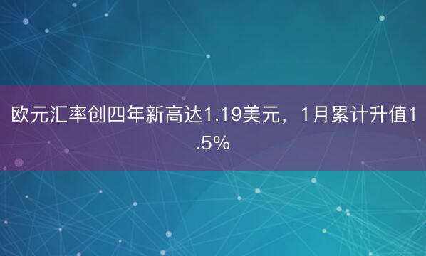 欧元汇率创四年新高达1.19美元，1月累计升值1.5%