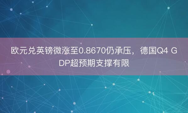 欧元兑英镑微涨至0.8670仍承压，德国Q4 GDP超预期支撑有限