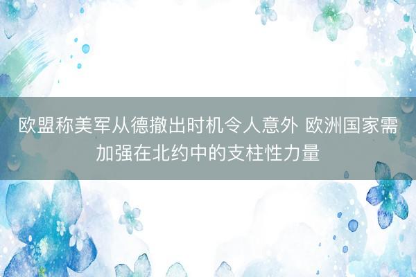 欧盟称美军从德撤出时机令人意外 欧洲国家需加强在北约中的支柱性力量