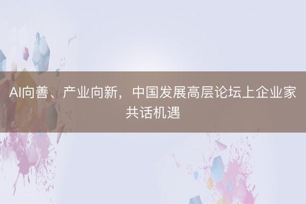 AI向善、产业向新，中国发展高层论坛上企业家共话机遇