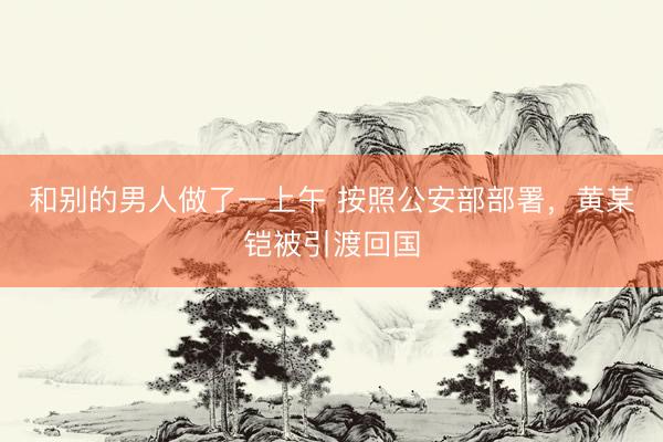 和别的男人做了一上午 按照公安部部署，黄某铠被引渡回国