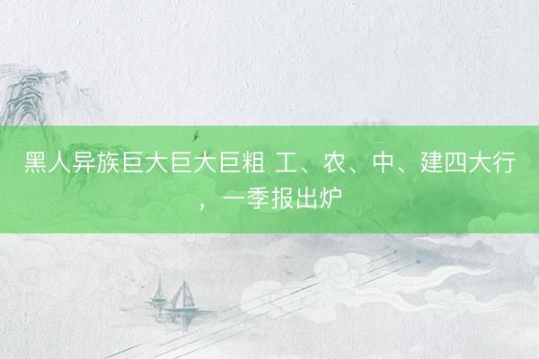 黑人异族巨大巨大巨粗 工、农、中、建四大行，一季报出炉