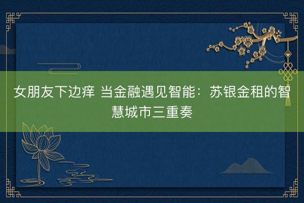 女朋友下边痒 当金融遇见智能：苏银金租的智慧城市三重奏