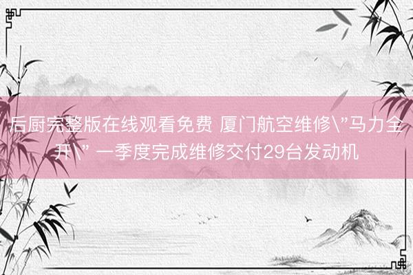 后厨完整版在线观看免费 厦门航空维修