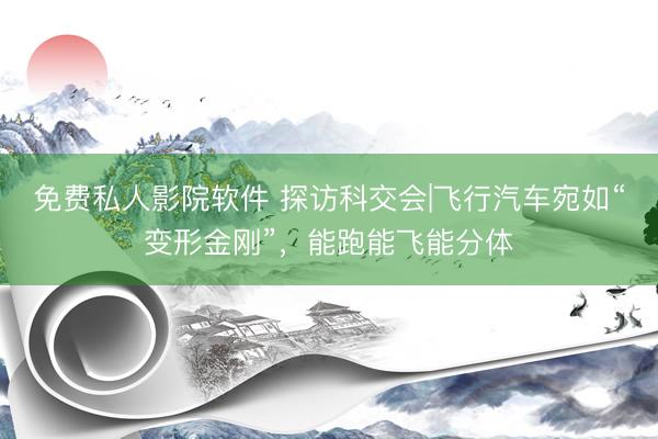 免费私人影院软件 探访科交会|飞行汽车宛如“变形金刚”，能跑能飞能分体