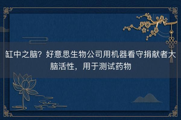 缸中之脑？好意思生物公司用机器看守捐献者大脑活性，用于测试药物