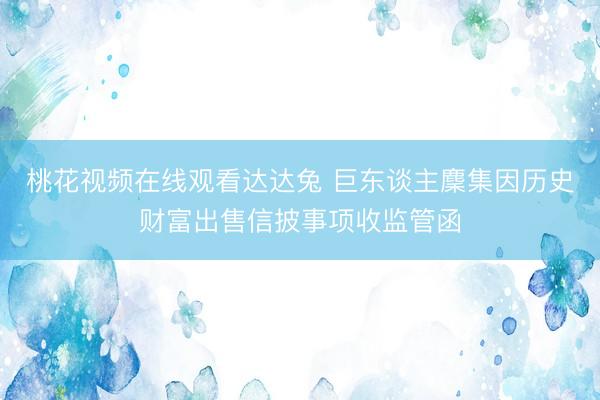 桃花视频在线观看达达兔 巨东谈主麇集因历史财富出售信披事项收监管函