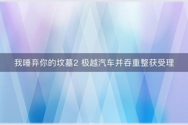 我唾弃你的坟墓2 极越汽车并吞重整获受理