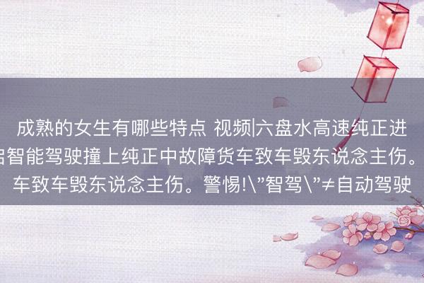 成熟的女生有哪些特点 视频|六盘水高速纯正进口突发车祸!司机开启智能驾驶撞上纯正中故障货车致车毁东说念主伤。警惕!