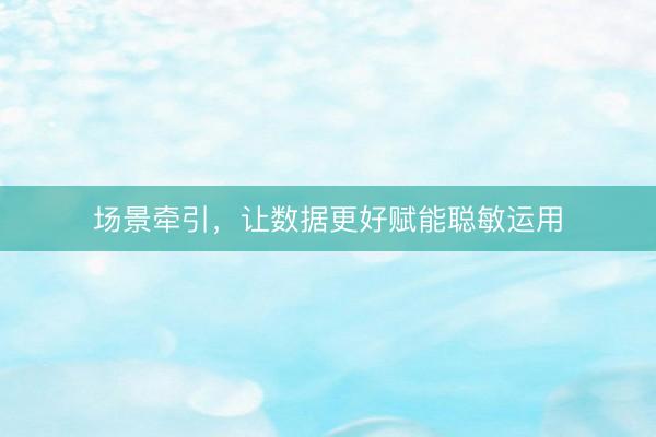 场景牵引,让数据更好赋能聪敏运用