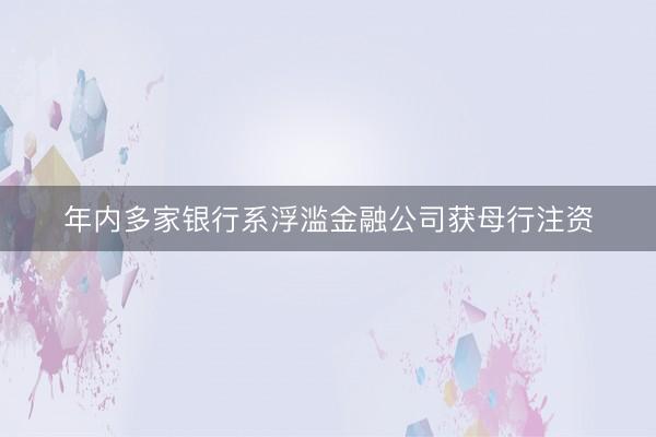 年内多家银行系浮滥金融公司获母行注资